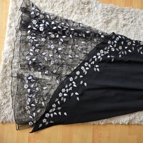 ASPEED Black Embroidered Maxi Dress Embellished Size M Vtg Y2k Prom Glam - Picture 16 of 16